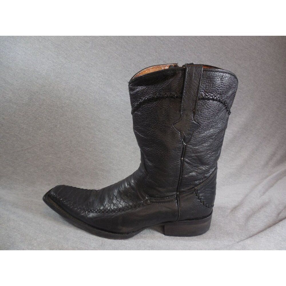 Innovations Boots Men Sz 27 Mex 8 Mid Calf Low Heel Black‎ Leather Cowboy